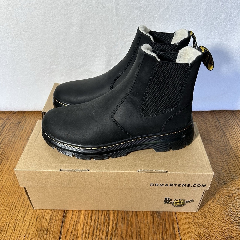 Dr Martens Womens Size 9 M's 8 Embury Black Leather Fur Lined Chelsea Boots